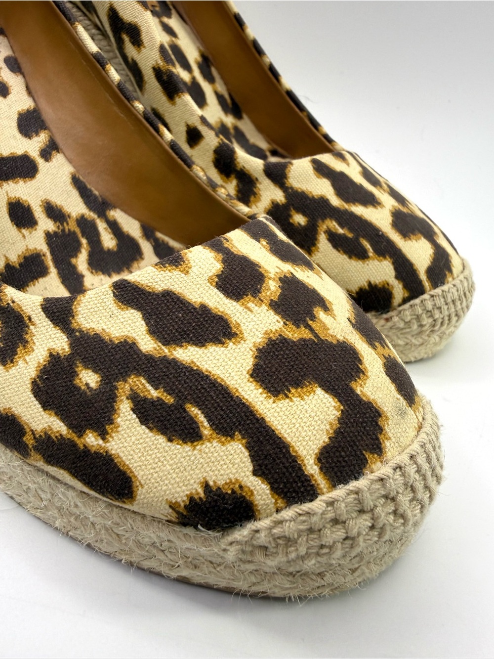 J Crew Factory Seville Leopard Espadrille Wedge Pumps Tan/Brown Women’s 7 - Picture 6 of 13
